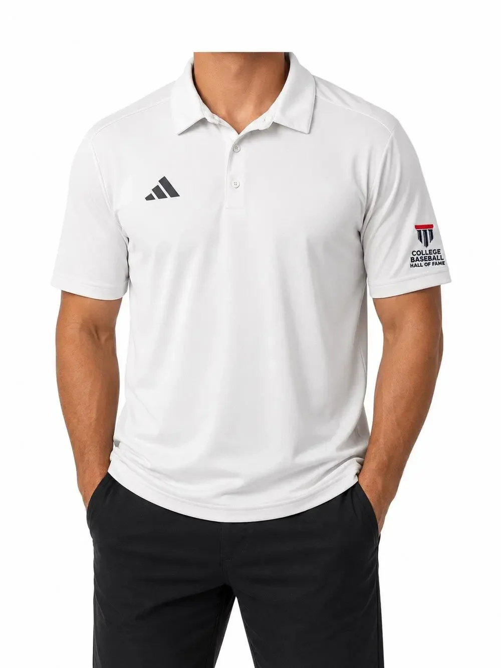 NWT Adidas Polo Shirt Mens XL White Performance College Baseball Hall of Fame